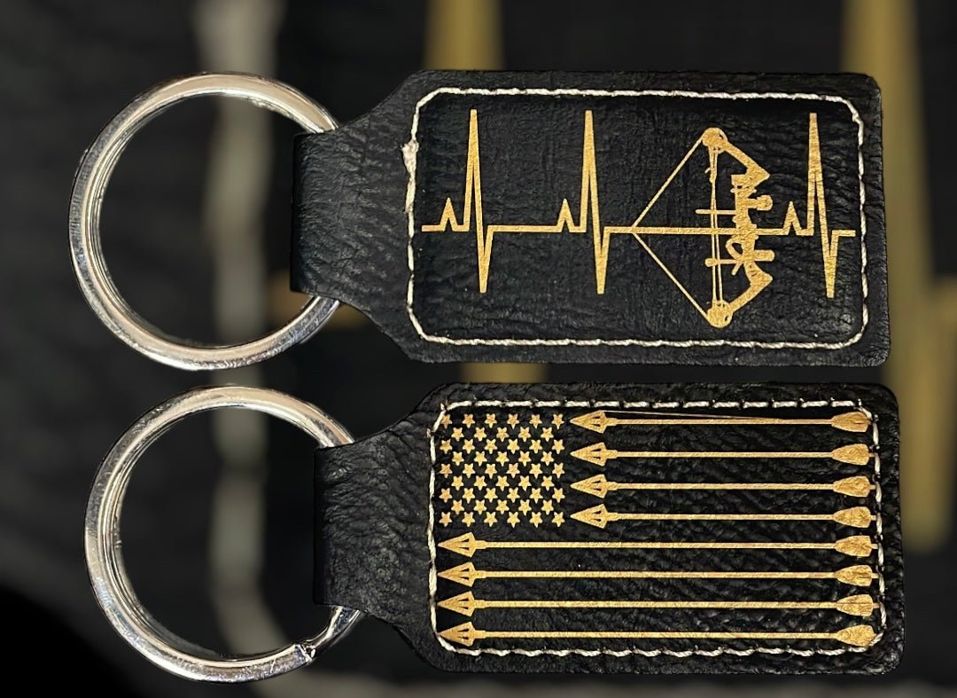 American Tradition, Leather Style Engraved Keyring - Northern Tines USA