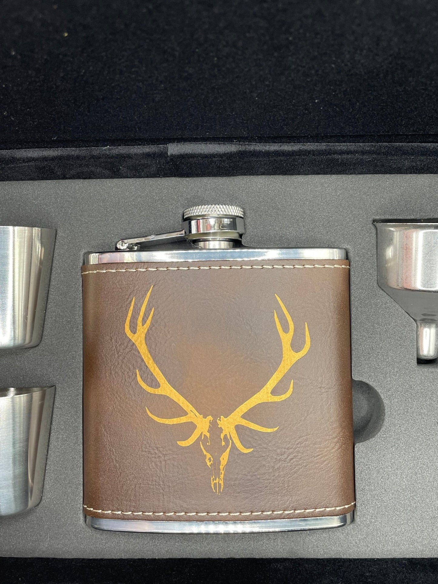 Bull Elk Skull, Flask Box Set (customizable) - Northern Tines USA