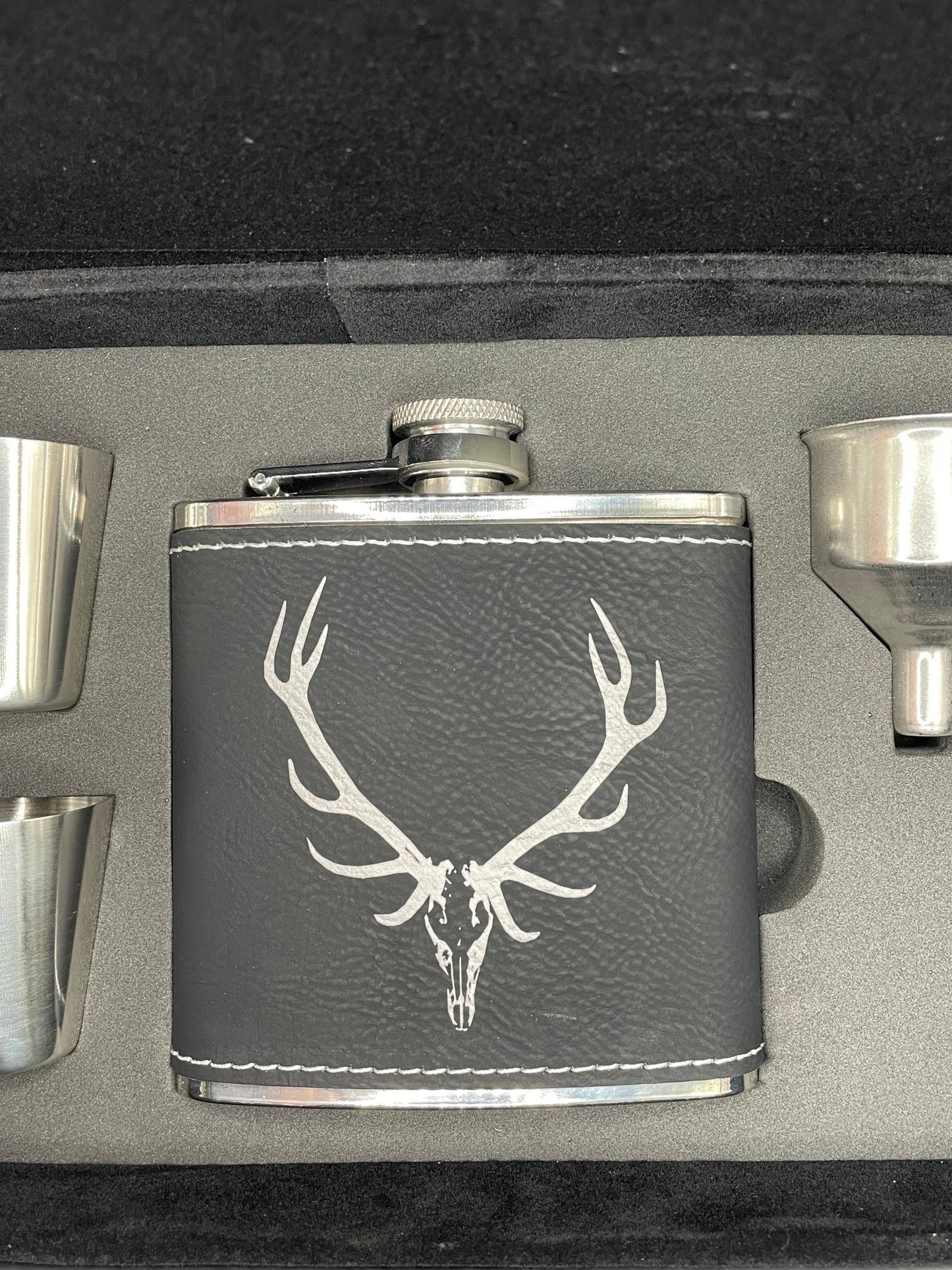 Bull Elk Skull, Flask Box Set (customizable) - Northern Tines USA