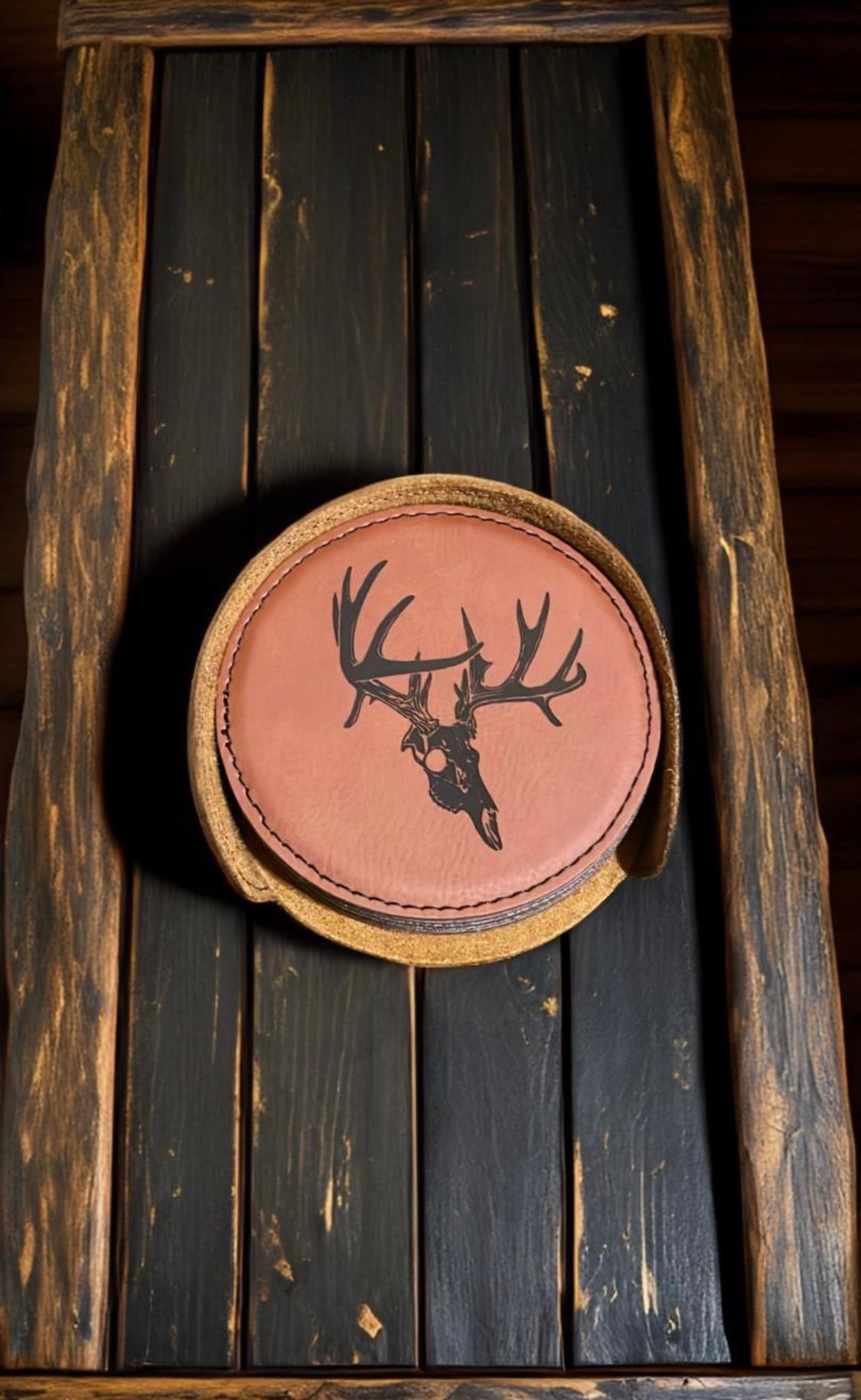 Droptine Euro Buck, Leather Style Coasters - Northern Tines USA