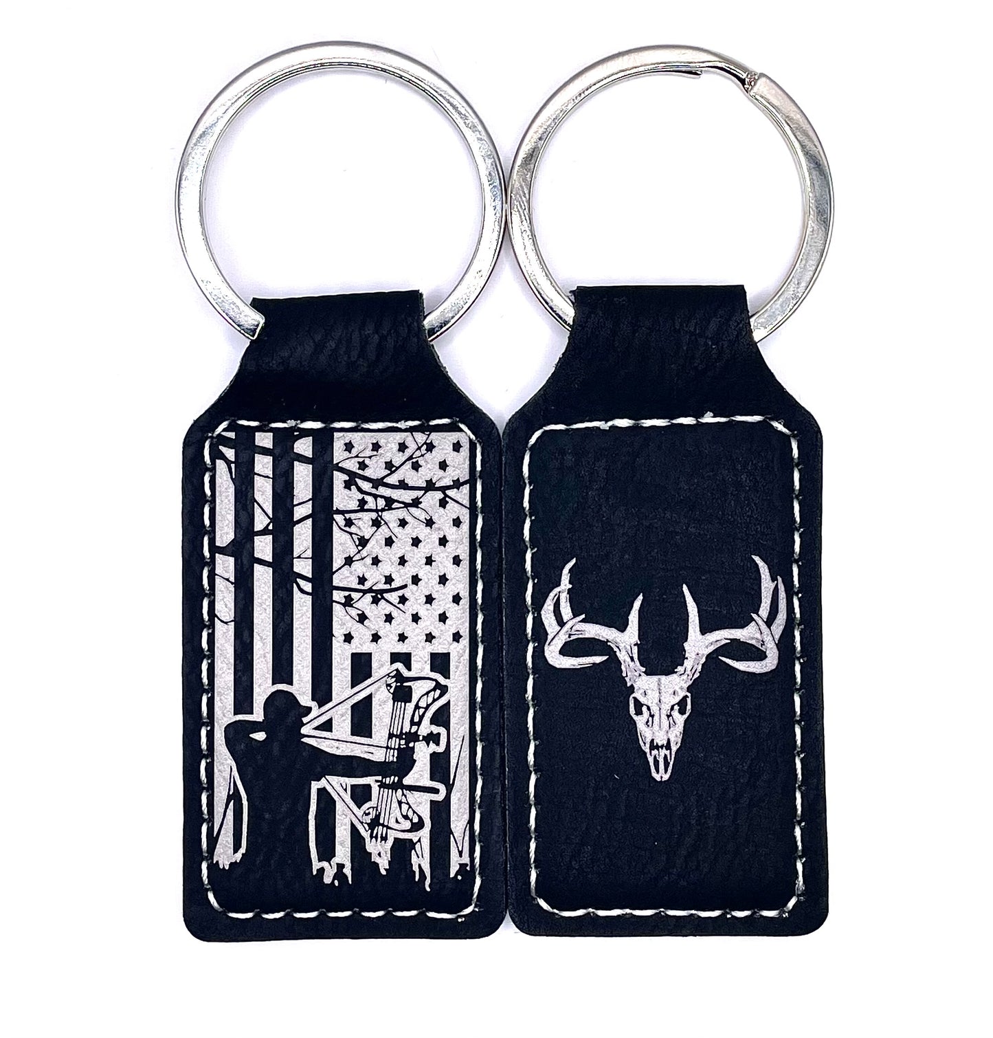 American Bowhunter, Leather Style Engraved Keyring