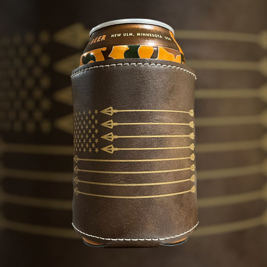 Broadhead American Flag, Leather Style Can Coozie