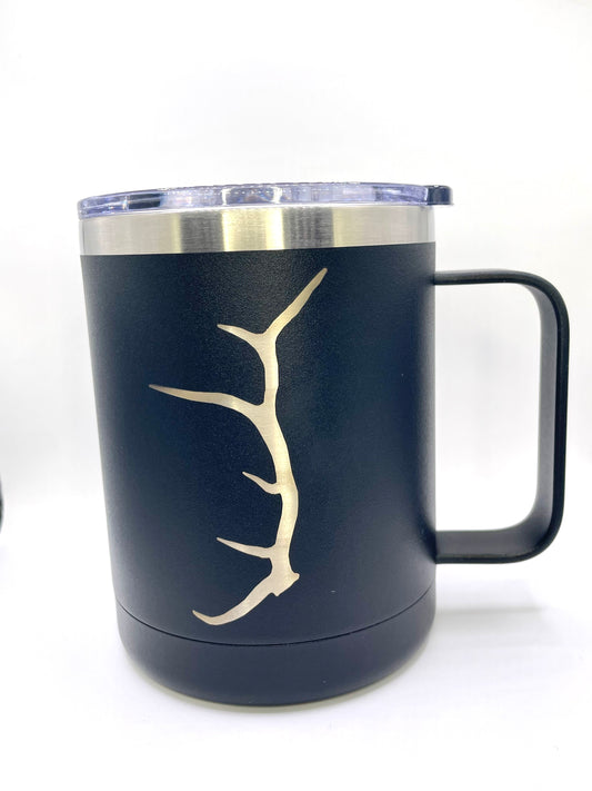 Northern Tines Elk Antler Engraved 12oz Insulated Camper Mug Tumbler - Hunt & Conserve in Style!