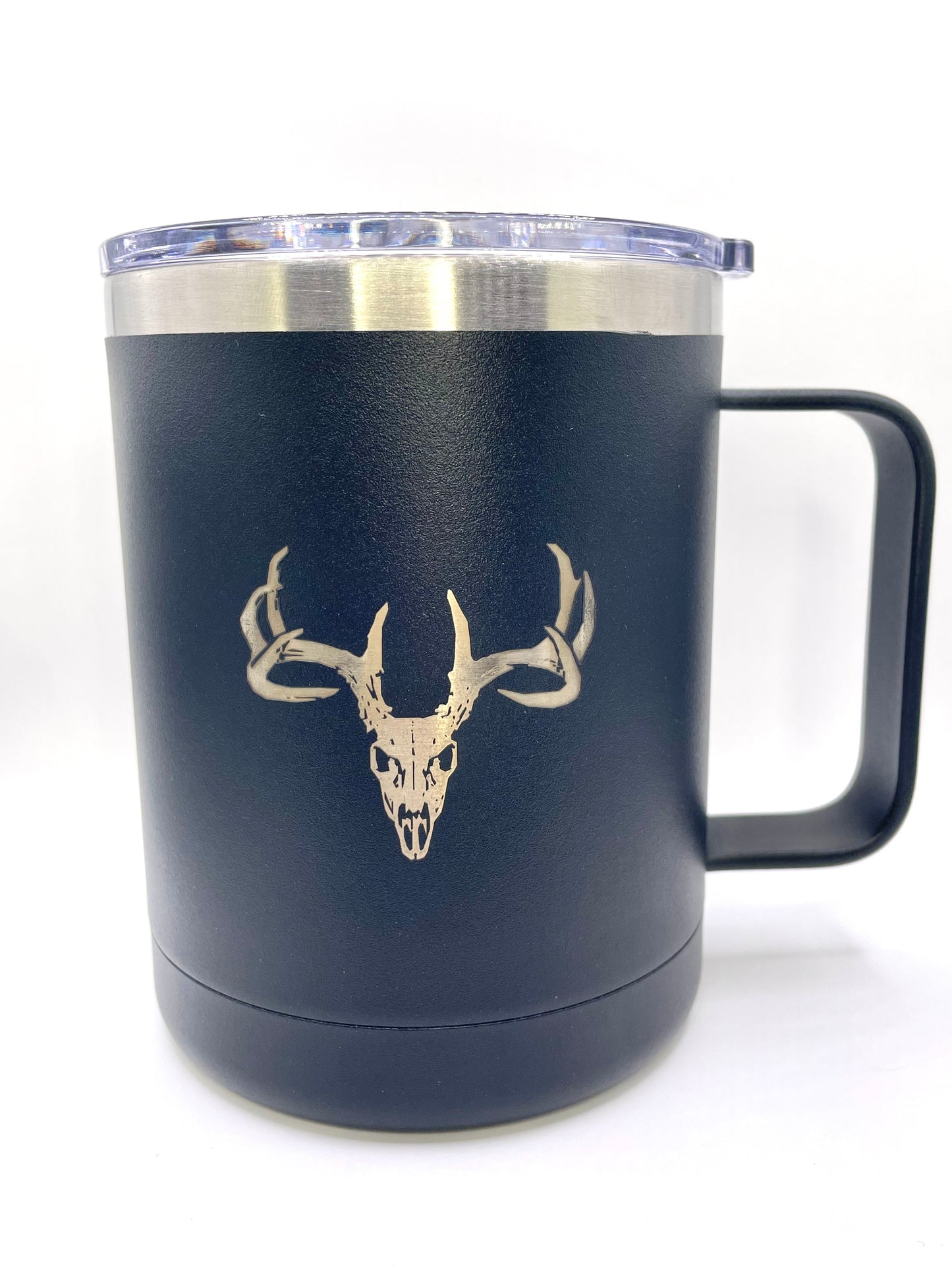 Northern Tines Buck Skull Engraved 12oz Insulated Camper Mug Tumbler - Hunt & Conserve in Style!